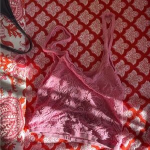 Anthropologie Pink Lace Bandeau